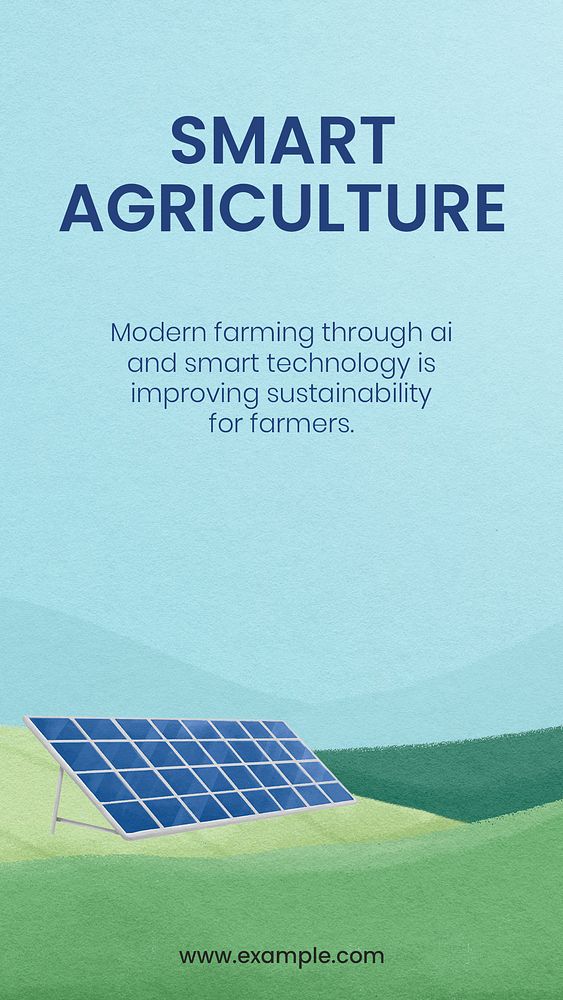 Smart agriculture Instagram story template, solar panel illustration psd