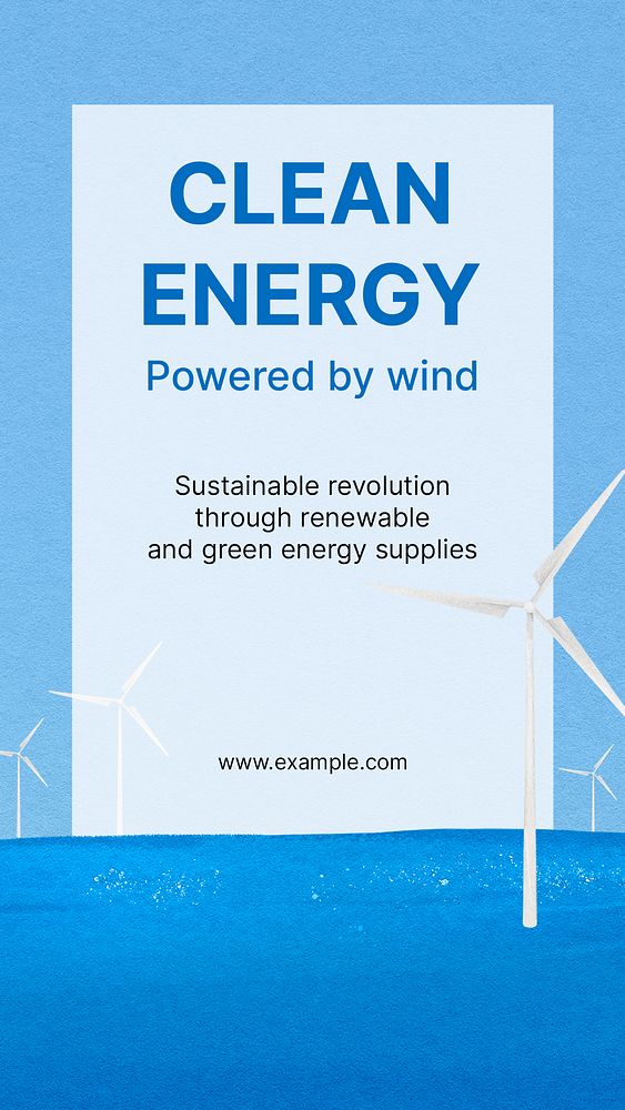Clean energy Instagram story template, offshore wind farm psd