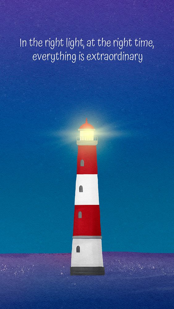 Watercolor lighthouse Instagram story template, nature aesthetic illustration psd