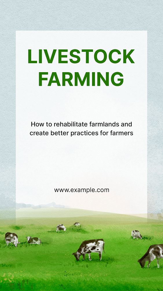 Livestock farming Instagram story template, watercolor landscape psd