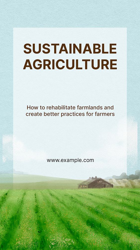Sustainable agriculture Instagram story template, watercolor landscape  psd