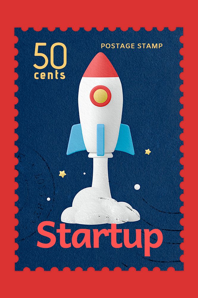 Startup business postage stamp template psd