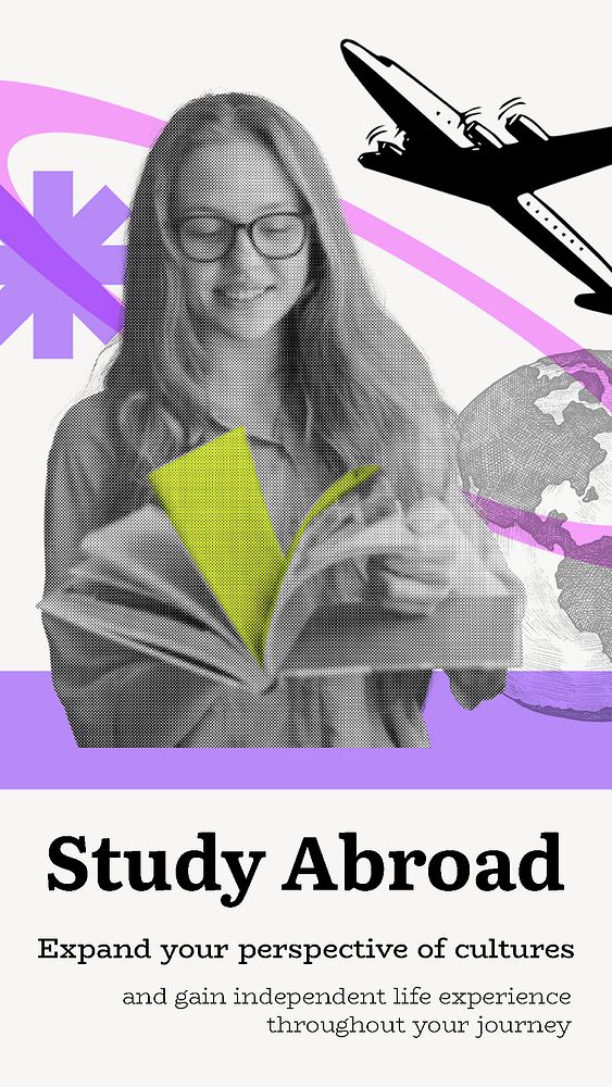Study abroad  Instagram story template, education editable design  psd