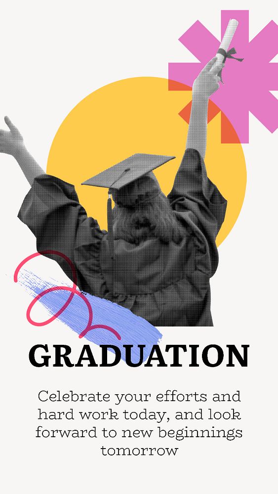 Graduation  Instagram story template, education editable design  psd