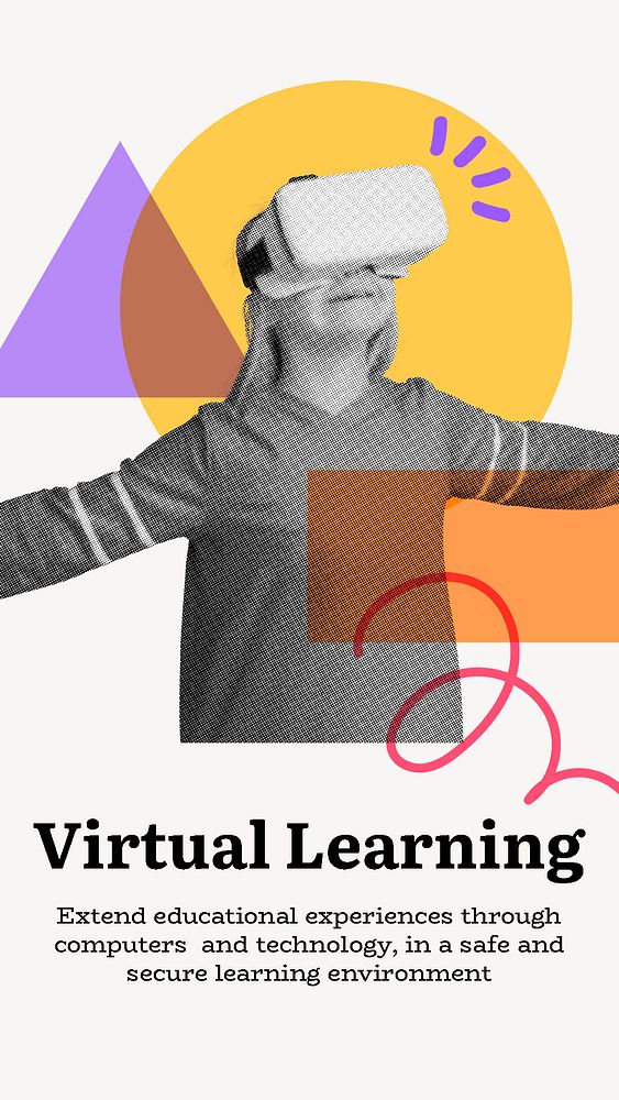 Virtual learning  Instagram story template, education editable design  psd