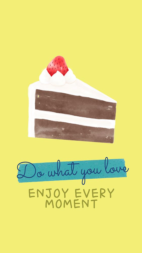 Cute cake social media story template, watercolor design psd