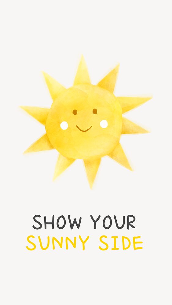 Cute sun Instagram story template, watercolor design psd
