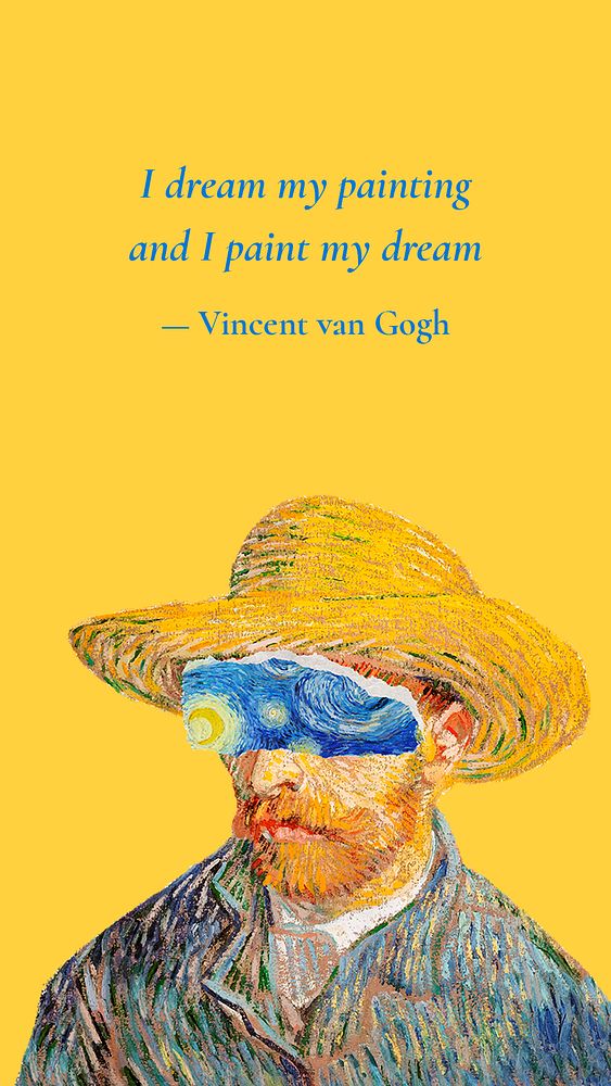 Van Gogh Instagram story template, self-portrait remixed by rawpixel psd