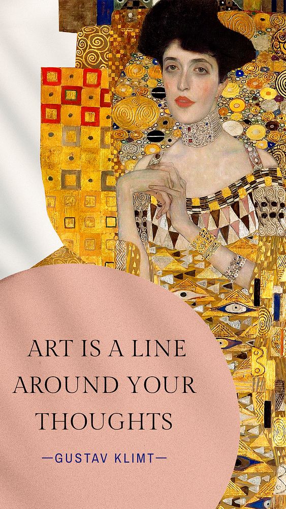 Adele Bloch-Bauer Instagram story template, Gustav Klimt's artwork remixed by rawpixel psd
