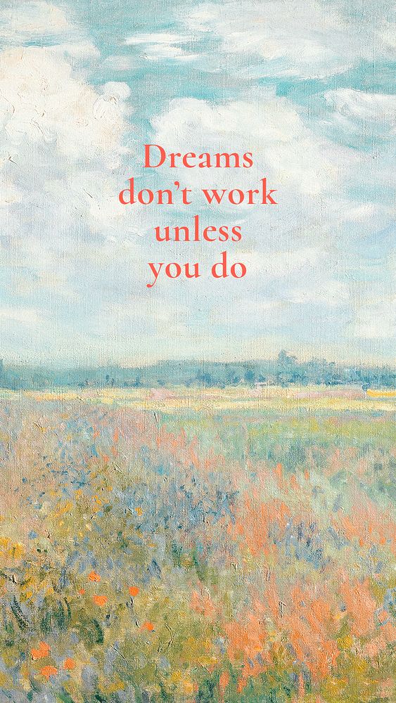 Nature illustration Instagram story template, editable quote, Claude Monet's painting remixed by rawpixel psd