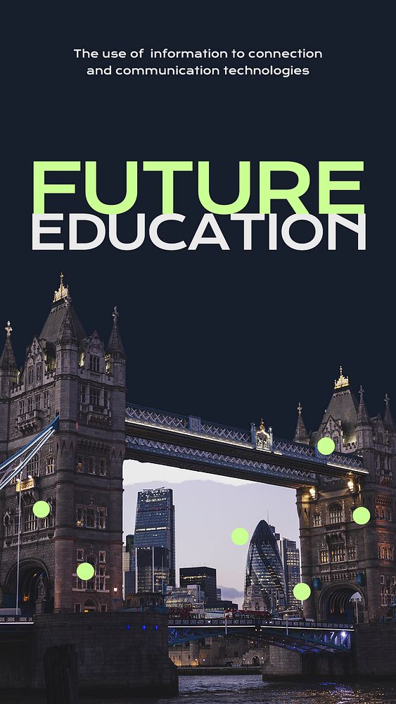 Future education Instagram story template, London's Tower Bridge photo psd