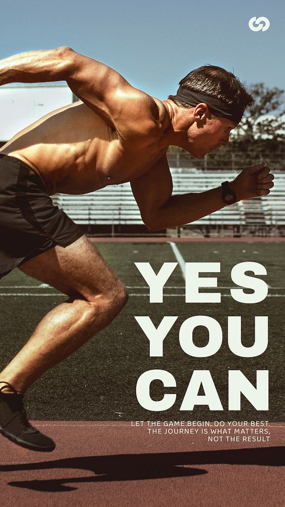 Sports motivation Instagram story template, yes you can text psd