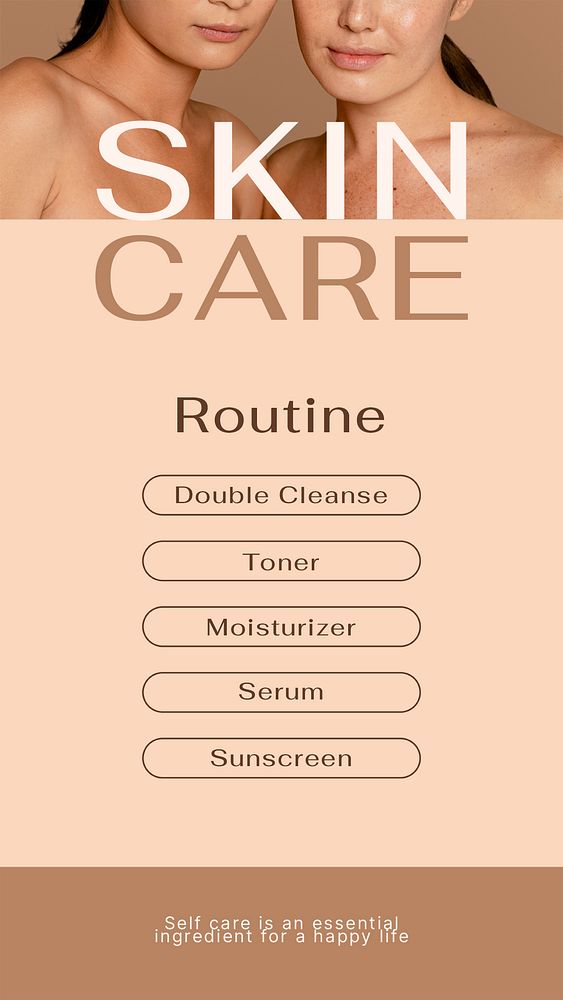 Skincare routine Instagram story template, earth tone design psd