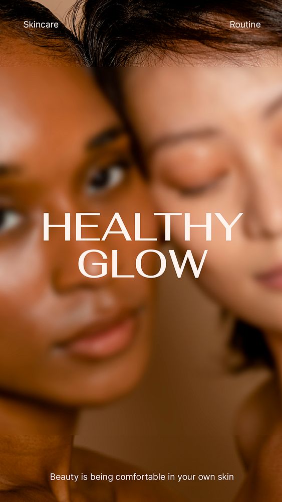 Glowy skin Instagram story template, skincare ad psd