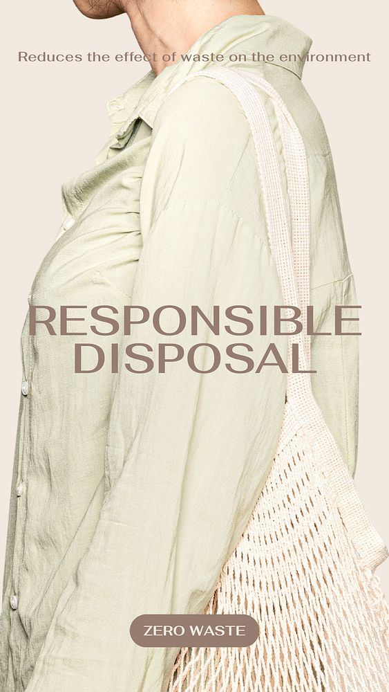 Responsible disposal Instagram story template, zero waste campaign psd