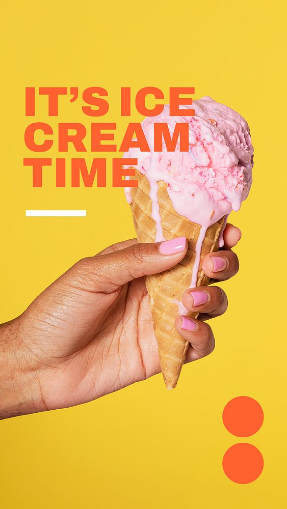 Melting ice-cream Instagram story template, yellow design psd
