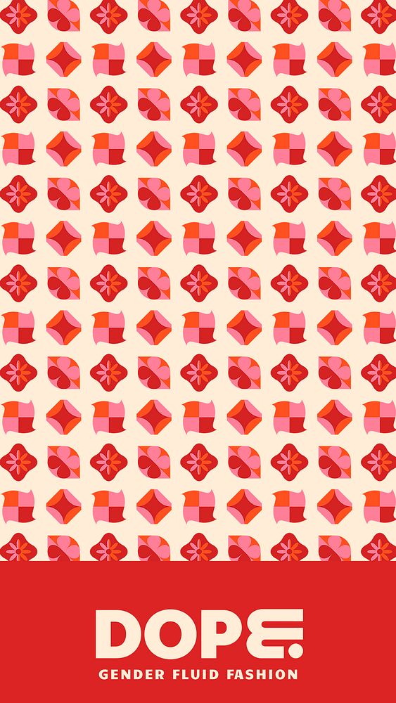 Geometric pattern Instagram story template, pink retro design psd