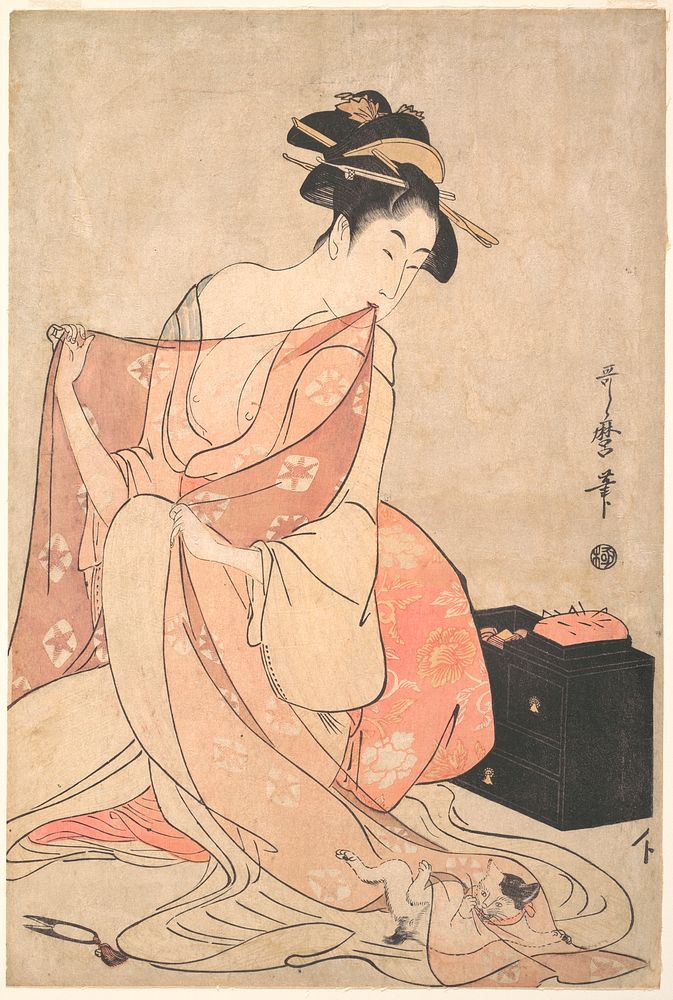 A Woman and a Cat. Original public domain image from the MET museum.