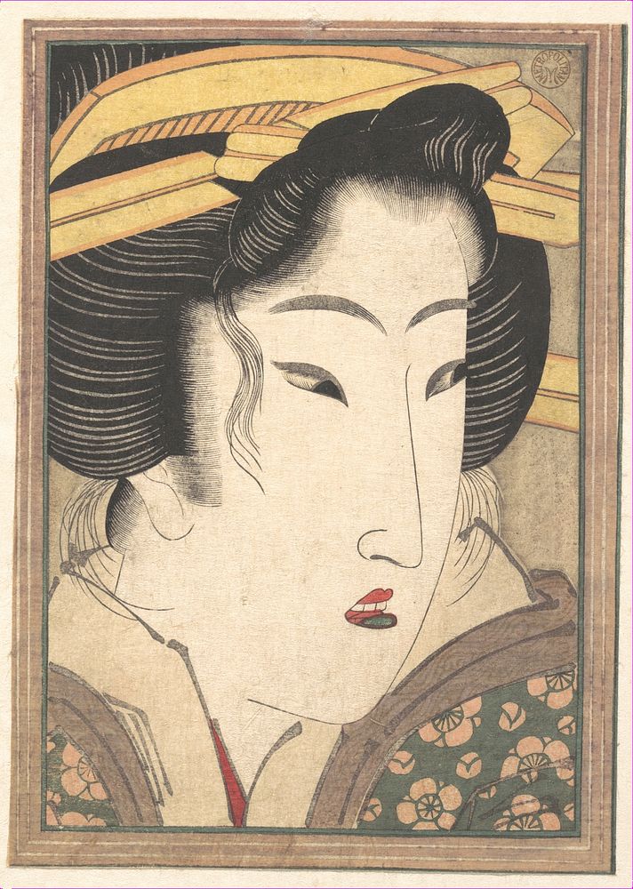 Head of a Beauty (ca. 1825) print in high resolution by Keisai Eisen. Original from The MET Museum. 