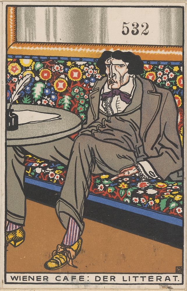 Viennese Caf&eacute;: The Man of Letters (Wiener Caf&eacute;: Der Litterat) (1911) print in high resolution by Moriz Jung.  