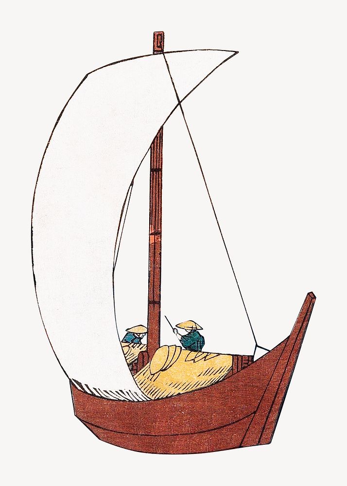 Utagawa Hiroshige's Sailing Boat psd.  Remastered by rawpixel. 