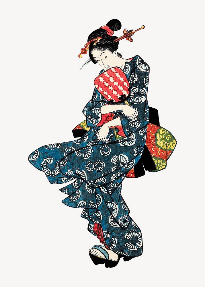 Japanese woman illustration psd.  Remastered by rawpixel. 
