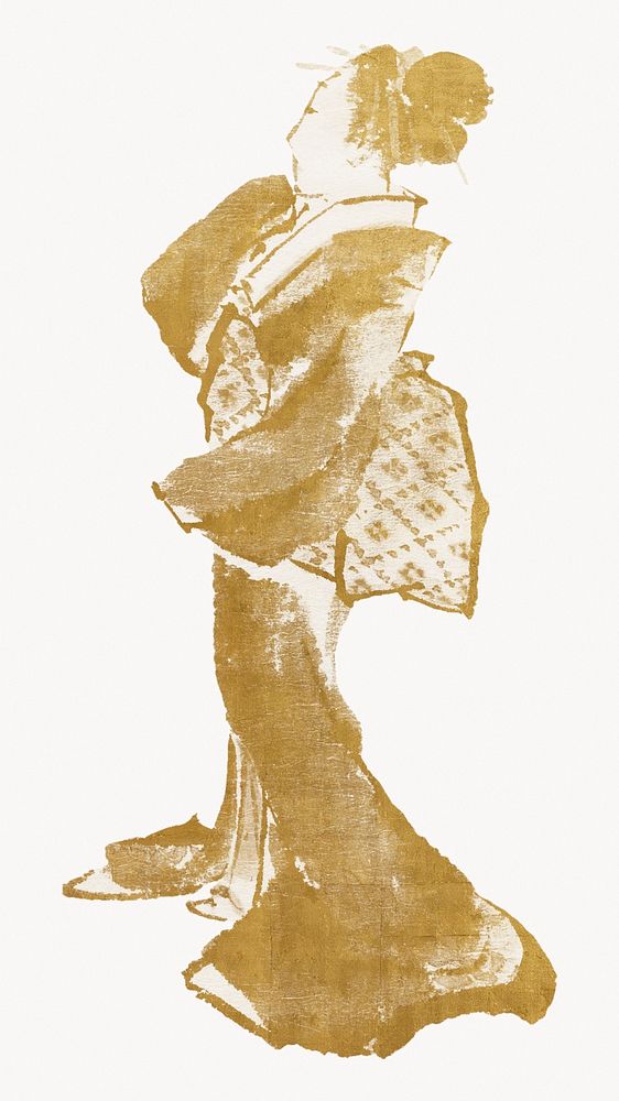 Hokusai's gold Japanese woman. Remixed by rawpixel.