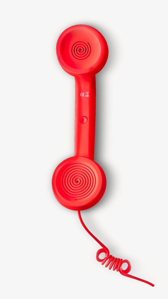 Red landline telephone isolated design