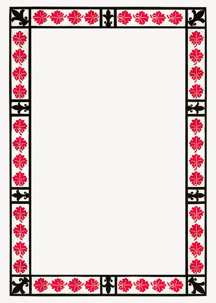 Red vintage ornamental frame.  Remastered by rawpixel