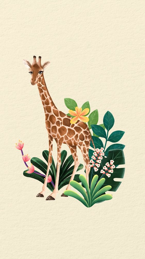 Giraffe iPhone wallpaper, beige design