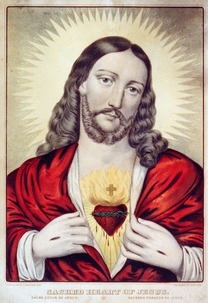 Sacred Heart of Jesus: Sacre ́Coeur de Jesus  Saǵrado Coŕazon de Jesus between 1835 and 1856 by N. Currier