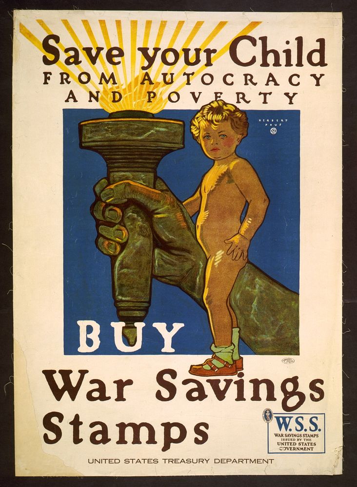 Save your child from autocracy and poverty. Buy war savings stamps. United States Treasury Department  Herbert Paus.