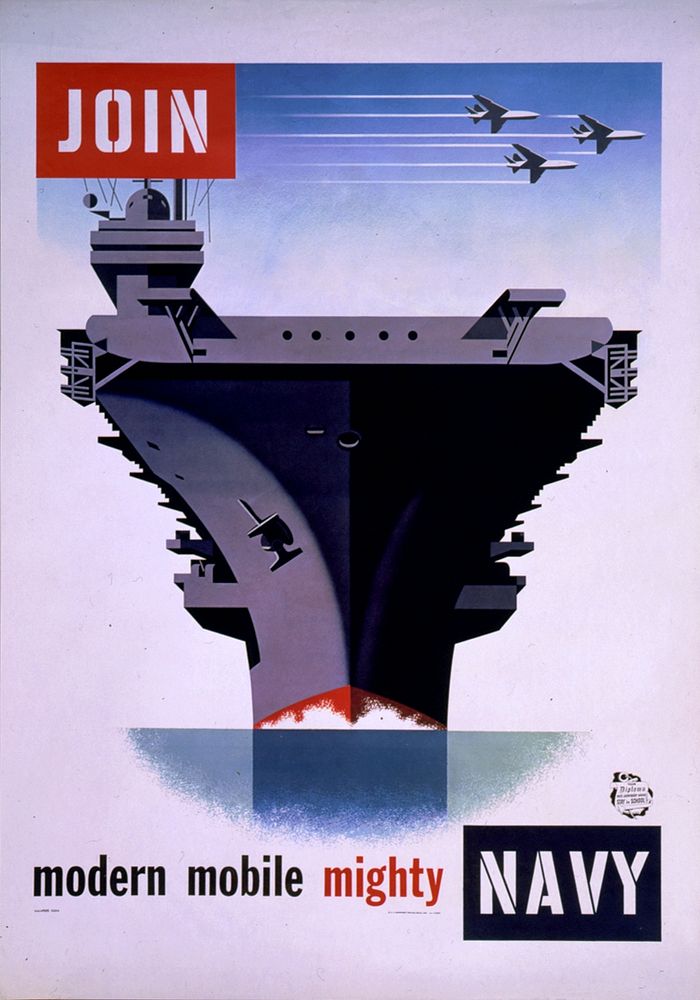 Join modern mobile mighty Navy (1957) poster by Joseph Binder. Original public domain image from the Library of Congress.