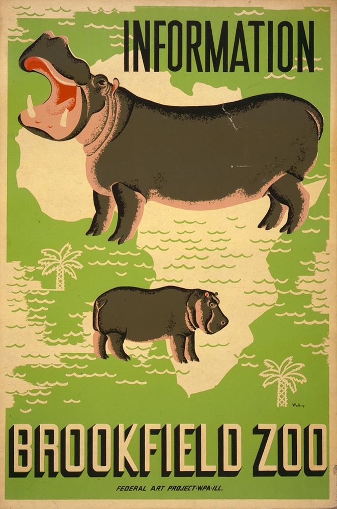 Information - Brookfield Zoo (1936) poster by Waltrip. Original public domain image from Library of Congress. Digitally…