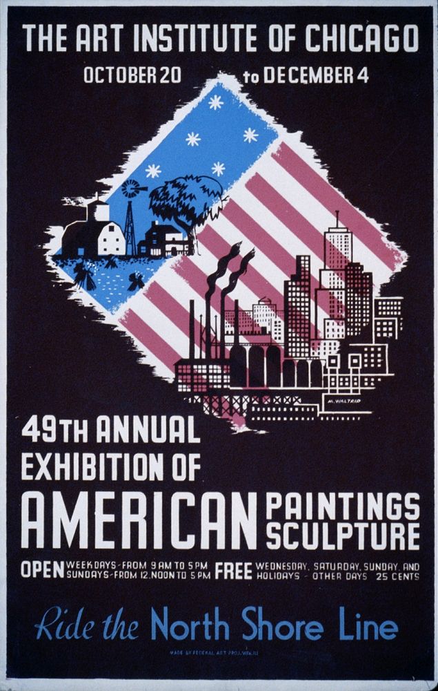 49th annual exhibition of American paintings sculpture Ride the North Shore Line M. Waltrip.