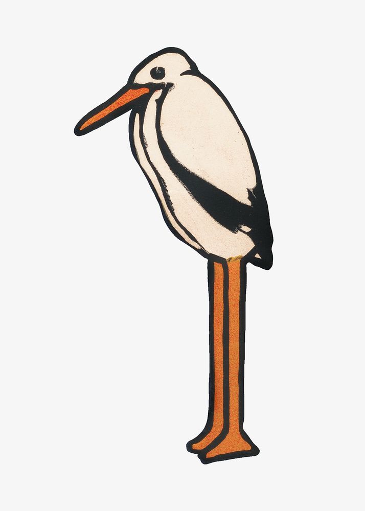 Stork bird, vintage animal illustration.  Remastered by rawpixel