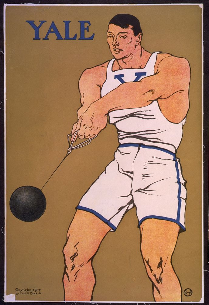 Hammer thrower (ca. 1908) print in high resolution by by Edward Penfield. 
