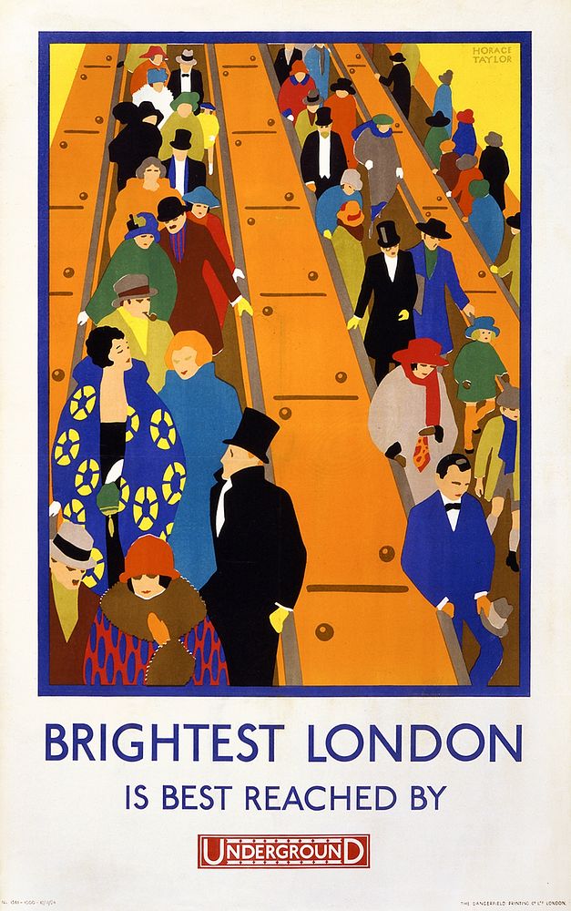 Brightest London is best reached by Underground (1881-1934) lithograph poster by Horace Taylor. Original public domain image…