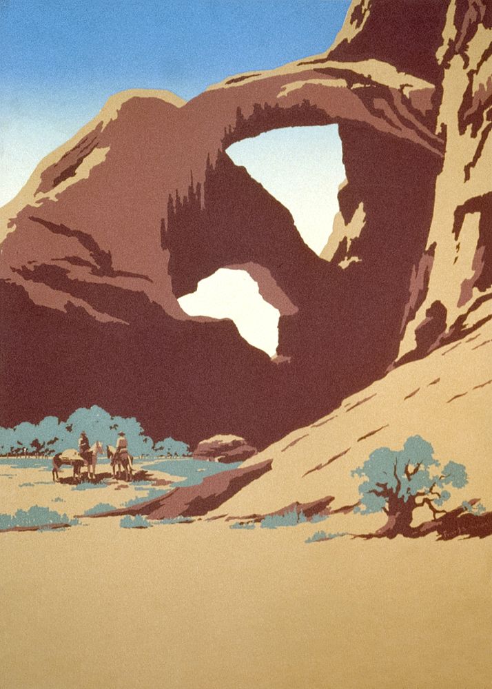 Canyon background, vintage nature illustration.   Remixed by rawpixel.