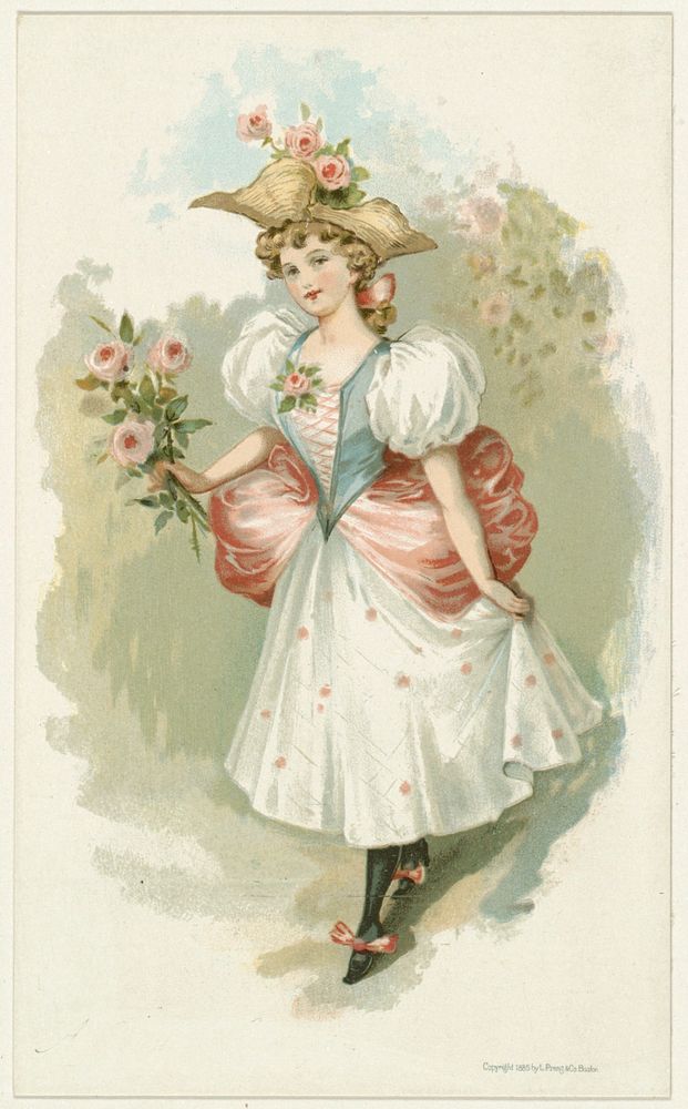             Girl with pink roses          