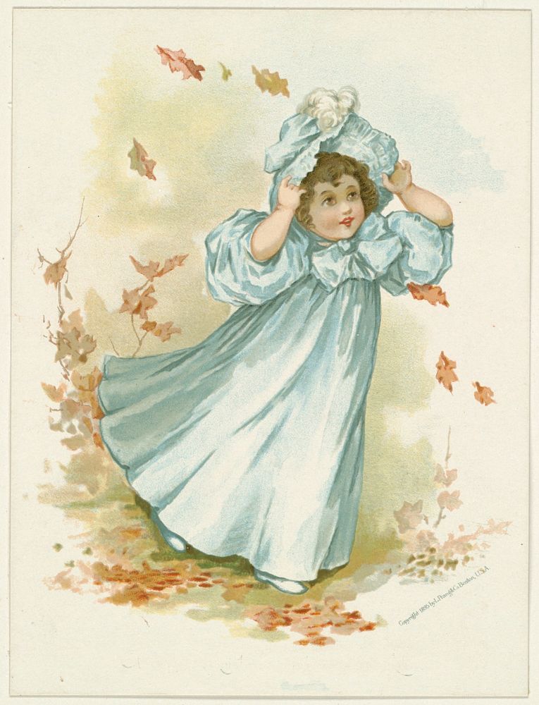            Little girl with autumn leaves          