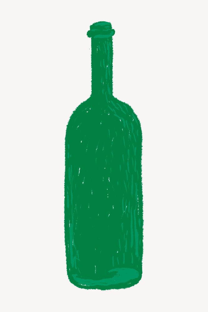Green bottle illustration collage element psd