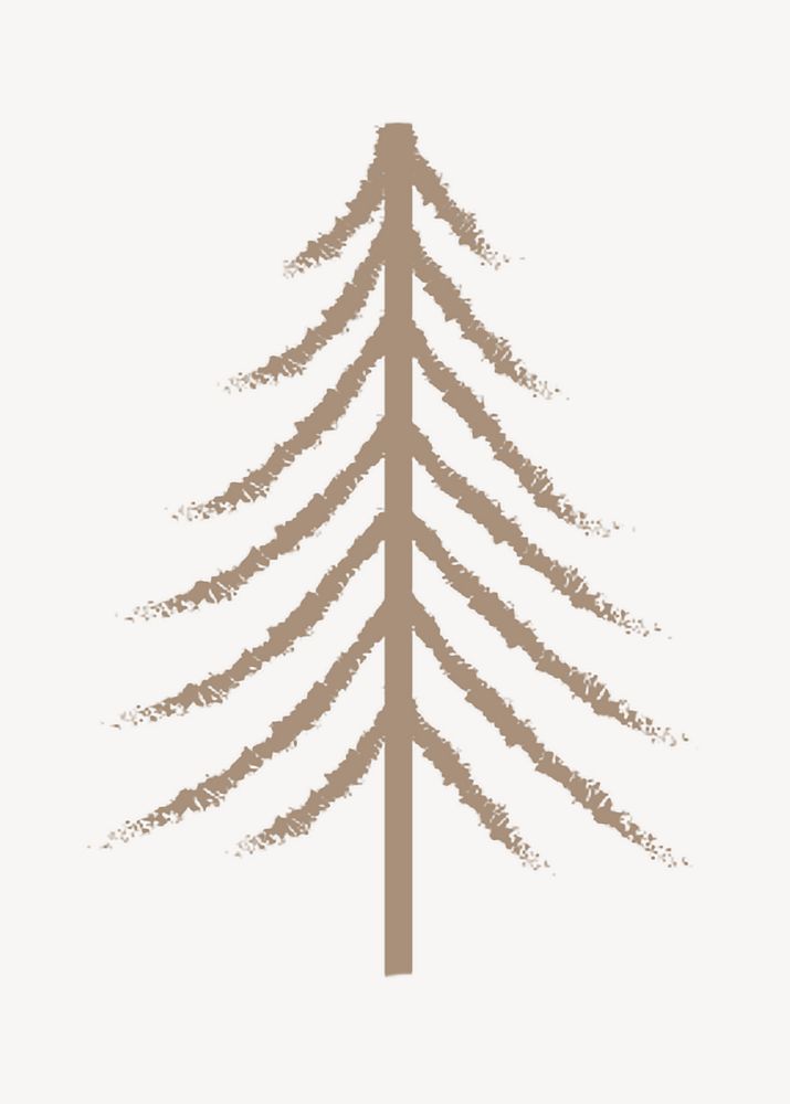 Pine tree doodle collage element psd