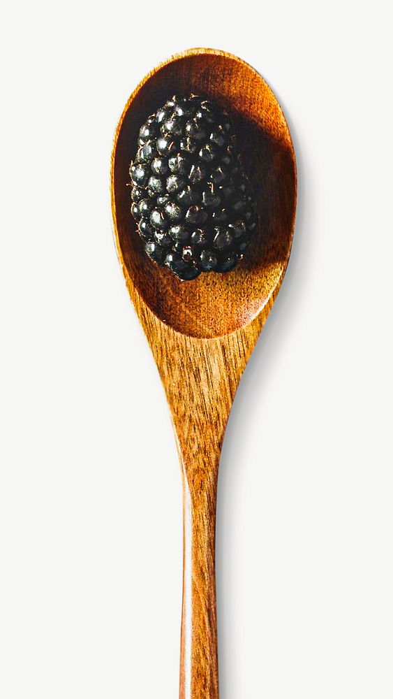 Blackcurrant on spoon collage element psd
