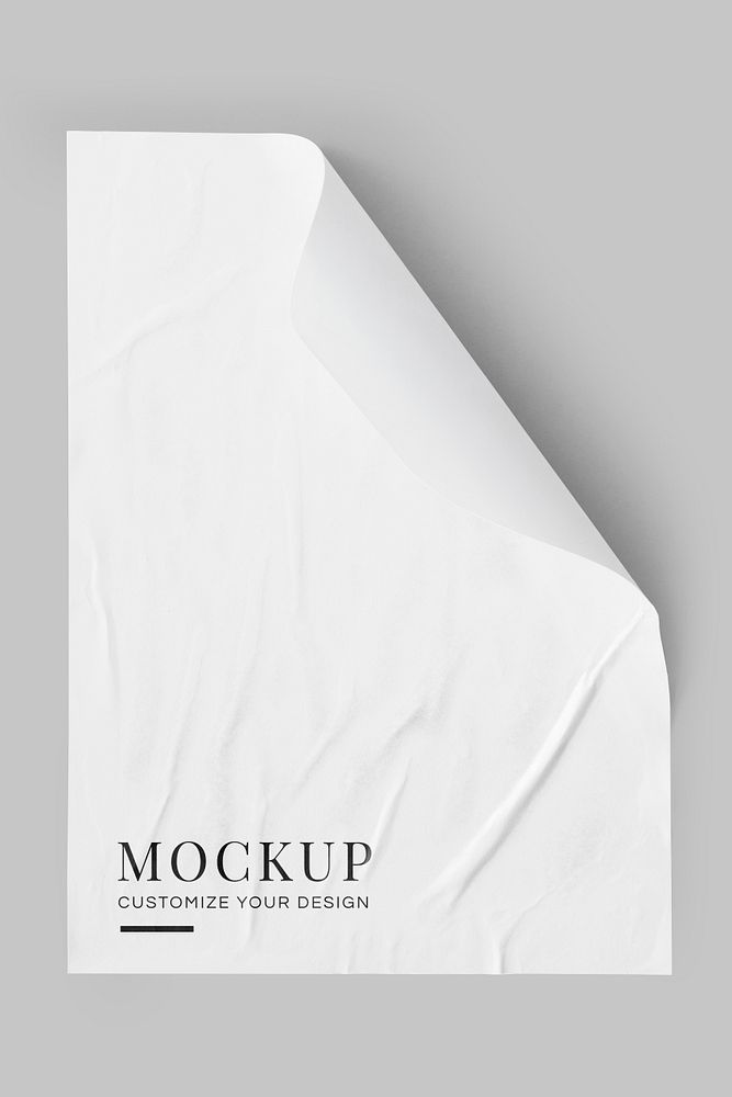 White crinkled paper mockup on the wall | Free PSD Mockup - rawpixel