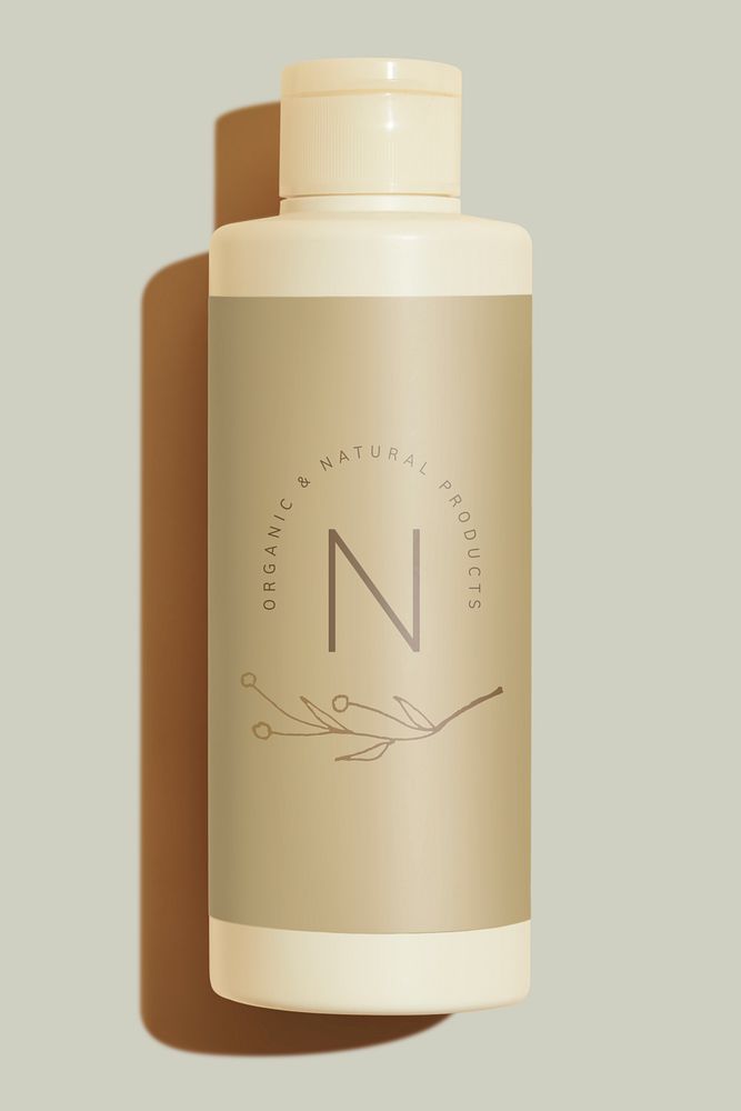 Organic beige beauty care bottle mockup