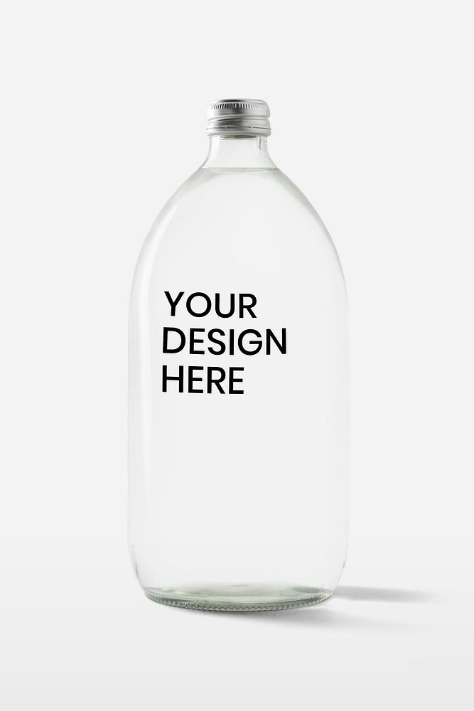 Empty clear glass bottle mockup