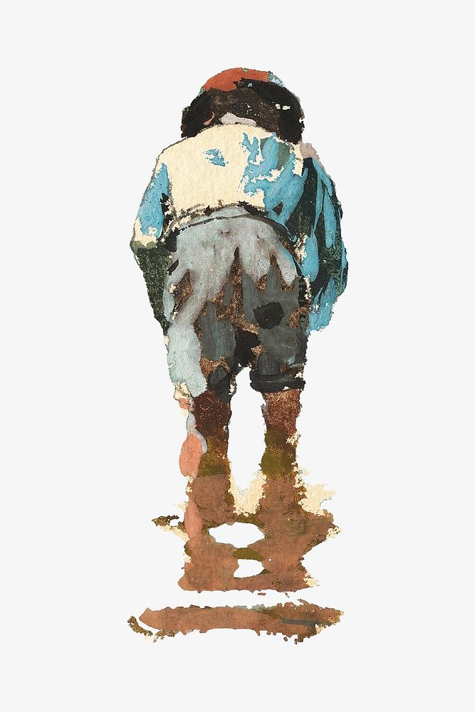 Boys Wading, Winslow Homer's collage element psd, remixed by rawpixel