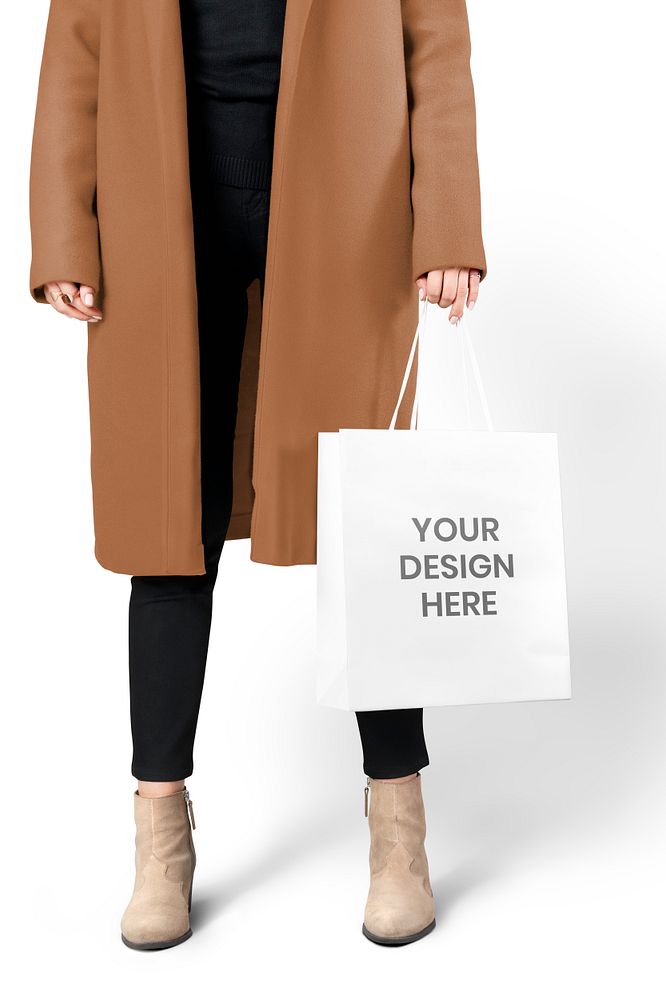 Woman carrying a shopping bag mockup 
