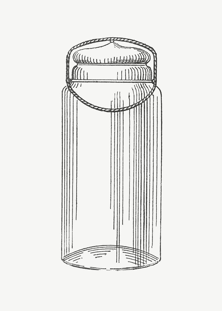 Jar vintage illustration, collage element psd